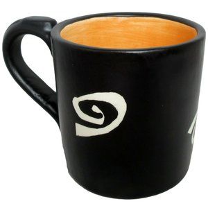 1997 KDW Coffee Mug Cup Black Craft 12oz Petroglyph Hieroglyph Geometric Art